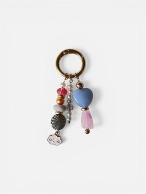 Handmade Blue & Pink Heart Bead Keyring (CHANGBIN)